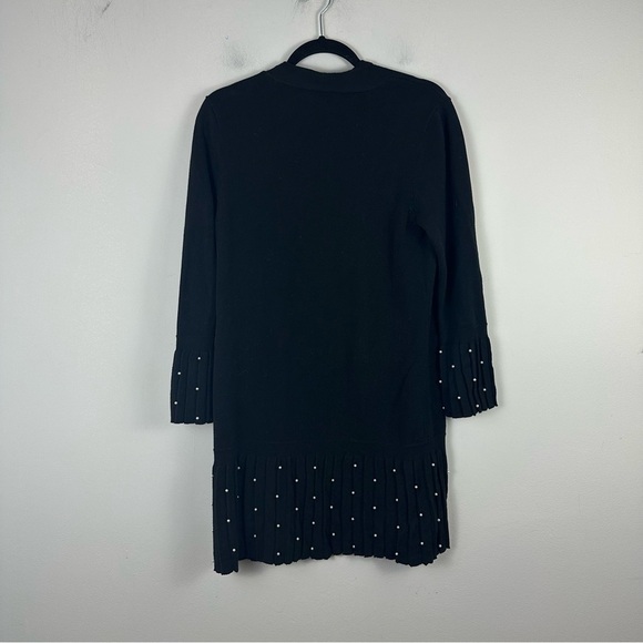 Chico’s | Black Bracelet Sleeve Pearl Embellished Cardigan Size 1/Medium - Picture 6 of 6